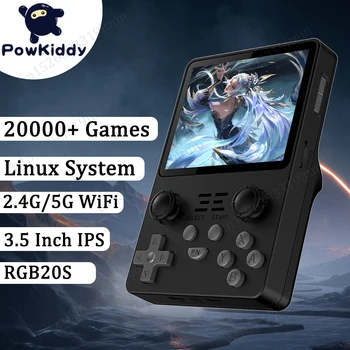 Powkiddy RGB20S קונסולת קוד פתוח מערכת 3.5 אינץ IPS מסך כף יד רטרו וידאו, קונסולת משחק 25000 משחקים מתנות לילדים