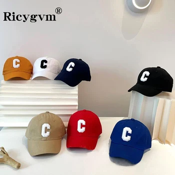 RICYGVM C המכתב ילדים כובע בייסבול אופנה צבע מוצק ילדים לשיא קאפ עבור בנים בנות כותנה קליל הקסדות кепка gorras 모자