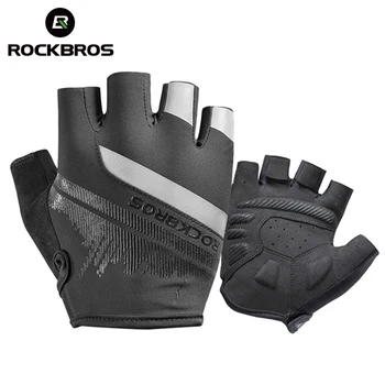 Rockbros 2023 כפפות חצי אצבע Shockproof ללבוש עמידים לנשימה MTB הכביש bicicleta כפפות גברים, נשים, ספורט האופניים ציוד