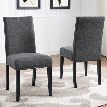 Roundhill רהיטים Biony האוכל הכיסא, סט של 2, אפור כסאות אוכל ריהוט