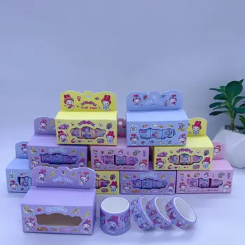 Sanrio 12boxes Diy קריקטורה מדריך הקלטת סט חמוד, מסקנטייפ של ילדים יצירתיים מדבקה מתנה קופסת נייר מדבקה מתנה