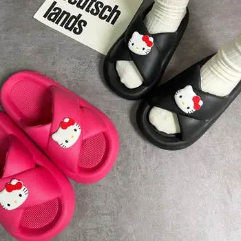 Sanrio Hellokitty אווה רך נעלי בית הקיץ מקורה בבית לגדל את התחתון חיצונית סנדלים מצויר אופנה בנות ורוד מגניב y2k