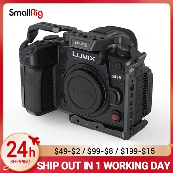 SmallRig מלאה מצלמה כלוב Panasonic LUMIX GH6 מובנה Arca-Swiss שחרור מהיר צלחת ניידת, מצלמה הכלוב ערכת 3784