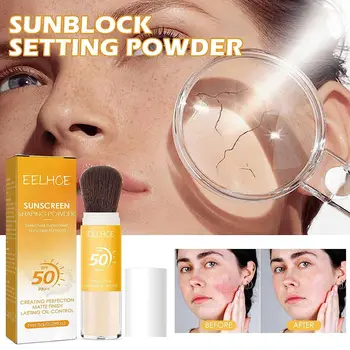 SPF 50 PA+++ שקוף אבקת איפור פנים כרית קרן קומפקטי עמיד למים יוקרה קוריאנית בסיס maquillaje EELHOE