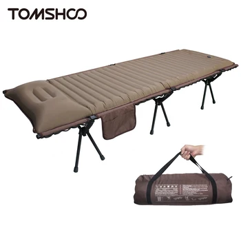 Tomshoo מתנפחים ישן במיטה חיצוני קמפינג אוהל שינה, מזרן מתקפל נייד עצמית ניפוח מיטה מתקפלת עם כרית 2023