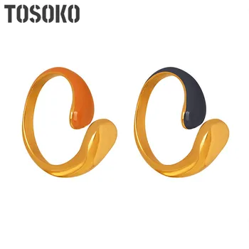 TOSOKO תכשיטי נירוסטה רב תכליתי, צבעוני יורד שמן הטבעת של נשים אופנה פשוטה נחש הטבעת BSA095
