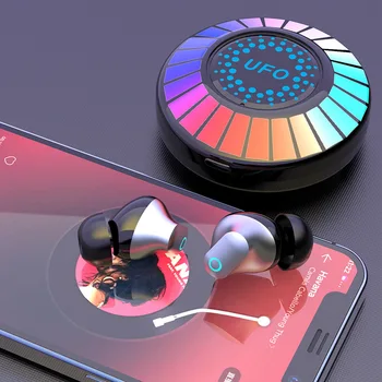 UFO משחקים אוזניות Bluetooth צבעוני סטריאו IPX4 עמיד למים HIFI באיכות גבוהה ללא השהיית ביטול רעשים במיקרופון תנועה