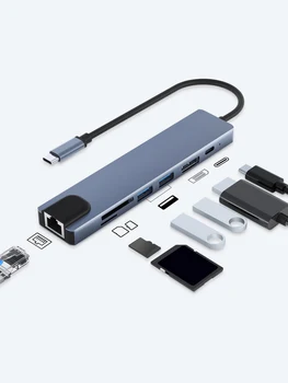 USB-C-Hub 7 ב1 USB C-Hub כדי 4K 60Hz HDMI 100W משטרת יציאת USB מפצל לטעינת מק מתאם Hdmi SD/TF קורא כרטיסים-USB 2.0 רכזות