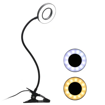USB קליפ על מנורת שולחן עין הגנה מנורת שולחן גמיש גמיש מנורת הקריאה מסמר אמנות קעקוע קריאה איפור היופי אור