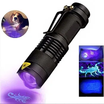 UV LED פנס 365/395nm נייד אולטרה סגול הפנס Zoomable בדיקה המנורה לחיות מחמד עקרב כתם גלאי מנורות