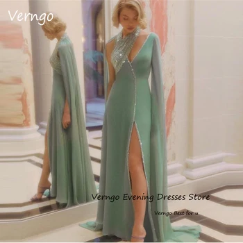 Verngo 2023 נוצץ מרווה ירוק ים זמן שמלות ערב נוצצות נצנצים שסף דובאי ערבית שמלות לנשף רשמיות אירוע השמלה