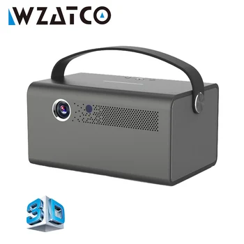 WZATCO T7 DLP 3D, מקרן חכם Proyector Bluetooth 5 300Inch מיני נייד אנדרואיד 9.0 WIFI מקרן מובנה סוללה 15600 mAh