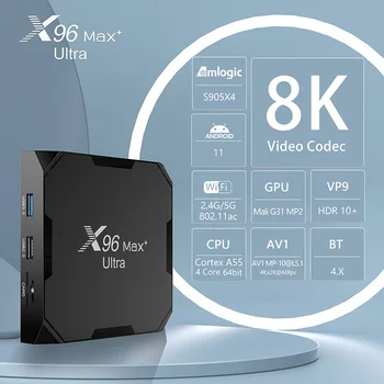 X96 מקס פלוס אולטרה אנדרואיד 11.0 Smart TV Box Amlogic S905X4 4GB+64GB 8K 2.4 G/5G Wifi Bluetooth X96Max Media Player Set top box