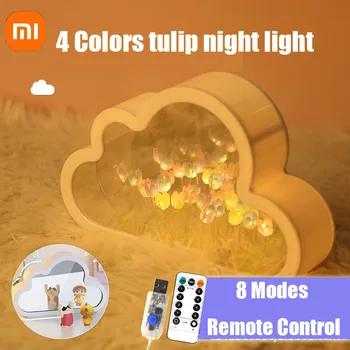 Xiaomi DIY ענן MirrorTulip לילה אור LED USB השינה ליד המיטה מנורת שולחן צבעוני לילדים מתנה קישוט החדר