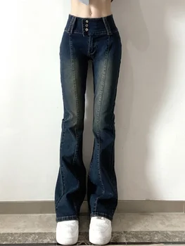 Y2k ג 'ינס עלייה נמוכה מכנסי ג' ינס Gyaru Slim Fit וינטג 'התלקחות מכנסיים מזדמנים בסגנון קוריאני בגדי נשים 2023 קיץ אופנה ג' ינס