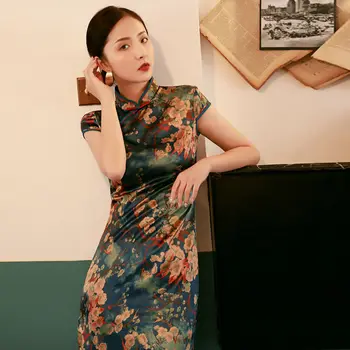 Yourqipao שחיקת העצם Cheongsam שמלת נשים זמן שנחאי הישנה סינית מסורתית Hanfu רטרו שמלות ערב מסלול תחפושות