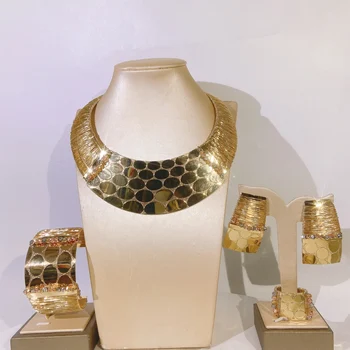 Yulaili מצופה זהב תכשיטים מגדיר עבור נשים אופנה תכשיטים מסיבת חתונה מתנה בנות אביזרי עיצוב פשוט משלוח חינם