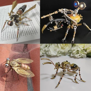 Zakka Steampunk חרק דמוי עכביש רובוט פליז מתכת טהור בעבודת יד יצירתית, מתנת יום הולדת חפץ קישוטי תפאורה הביתה