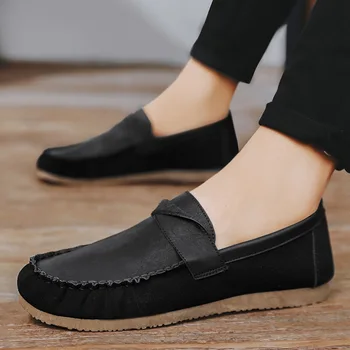 אביב הקיץ החדש של גברים נעלי נוחות שטוחות נעליים מזדמנים גברים לנשימה מוקסינים להחליק על עור רך נהיגה נעליים SY6-328