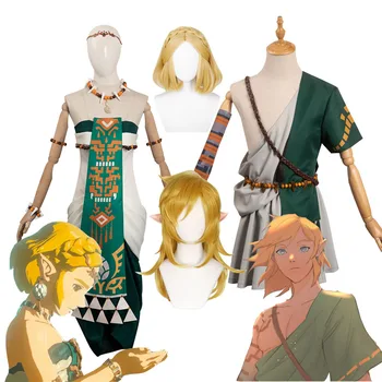 אגדה של Zeldar: דמעות של הממלכה הנסיכה הקישור קוספליי פאה שמלה אביזרי תחפושות, תלבושות ליל כל הקדושים חליפה