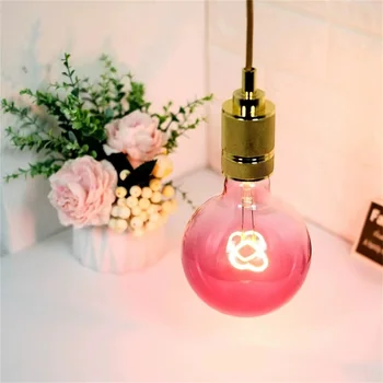 אדיסון LED נימה הנורה צבע ורוד רומנטי באווירה E27 אור בצורת לב דימר הנורה יצירתי חם הנורה