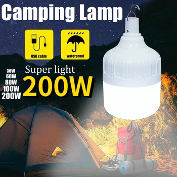 אוהל אור חיצוני קמפינג המנורה נטענת USB אורות עם וו תליה חיצונית תאורת חירום ציוד מחנאות הנורה