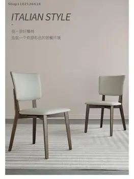 אוכל עץ מלא על הכסא בבית משענת הכיסא מודרני מינימליסטי כל עץ מלא סינית באיכות גבוהה עור שחור פנאי מסעדה