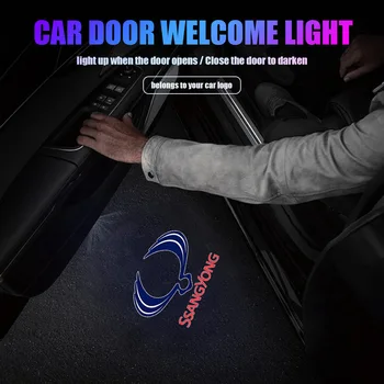 אוניברסלי LED HD אלחוטית דלת המכונית לוגו רצוי מנורת אור לייזר מקרן אור עבור Ssangyong ActYon Tivoli Korando מוסו Kyron