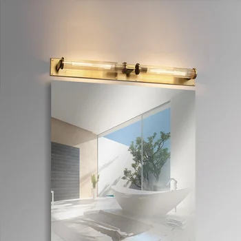 אור יוקרה מנורת קיר אמריקאי פשוט הסלון לחדר האוכל כל מנורות נחושת פוסט-מודרנית מעצבת חדר השינה ליד המיטה זכוכית המנורה