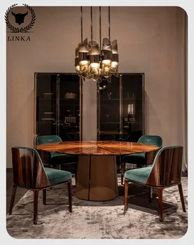 אור יוקרה שולחן עגול וילה פוסט-מודרני הדרמיס אטריה מפואר שולחן עגול רהיטים
