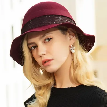 אי 5207 הסתיו-חורף החדש אנגלית צמר כובע אלגנטי הכל גלי המרזבים חמים כובע אישה