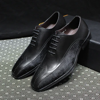 איטליה יוקרה גברים אוקספורד רשמי נעלי עור אמיתי זמש לשם מעורב בפעילות נרחבת שרוכים נעלי ערב גברים מסיבת חתונה המשרד אוקספורד