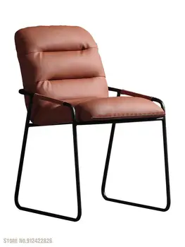 איטלקי מינימליסטי עור האוכל הכיסא רך תיק עיצוב הבית כורסה ללמוד כיסא ברזל מודרני פנאי הכיסא