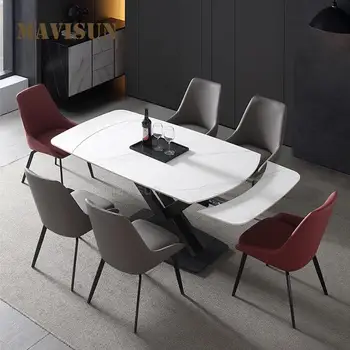 איטלקי נשלף אור יוקרה רוק לוח שולחן אוכל, כיסא שילוב דירה קטנה High-End קיפול שולחן האוכל