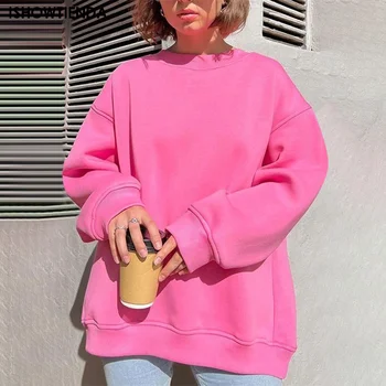 אישה חולצות 2023 מתוק קוריאנית O-צוואר סרוגים Pullovers עבה סתיו חורף ממתקים צבע רופף קפוצ ' ונים מוצק נשים בגדים