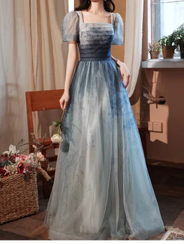 אלגנטי כחול שיפוע שושבינה שמלה נשית 2023 חדש מותניים צרים פיית חתונה בסגנון אחיות להתלבש נשים על מסיבת החתונה.