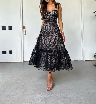 אלגנטי שמלות ערב עבור נשים סתיו 2023 אופנה חדשה סקסי אקראי הדפס תחרה פרספקטיבה Suspender השמלה חריף סגנון ילדה