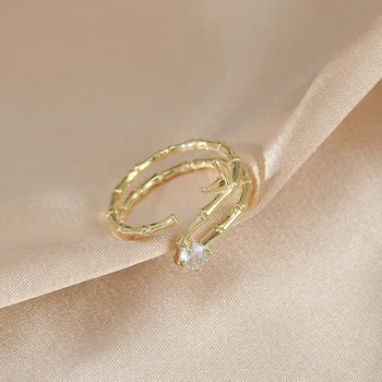 אמיתי מצופה זהב זירקון אישיות הטבעת נקבה נישה חוש עיצוב במבוק מתייחס אופנה הכל