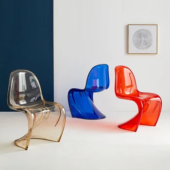 אקריליק אמנות כסאות אוכל מודרניים פשוטים מקוריות ריהוט ביתי משענת איפור צואה מעצב שקוף כיסאות פנטון