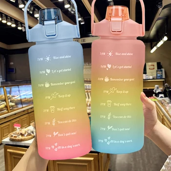 בקבוק מים-2 ליטר קיבולת גדולה מדבקות שותה בקבוק ספורט תחת כיפת השמיים דליפת הוכחה חלבית כוס עם הסמן Drinkware