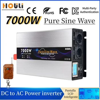 גל סינוס טהור מהפך 5000W 6000W 7000W 12V 24V 48V DC ל-AC 220V 230V ממיר כוח סולארית עבור הבית עם שנאי USB LCD