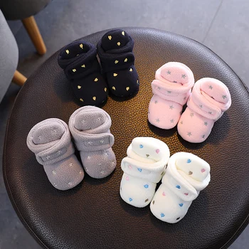 גרביים לתינוק בחורף תינוק ילדה נעלי מוך רך נעלי פעוט הראשונה מהלכים אנטי להחליק חם הרך הנולד בעריסה נעליים