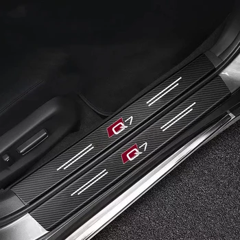 דלת המכונית אדן סיבי פחמן מדבקות נגד שריטות האחורי תיבת הפגוש עבור אאודי Q7 עם לוגו אביזרי רכב
