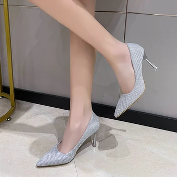 האביב והסתיו 2023 חדש אופנה סלים עקב הצביע אחת נעלי נשים רדוד הפה ללחוץ על נוח עקבים גבוהים נשים