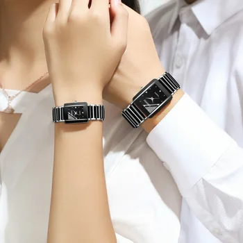 החדש חמה מכירות אופנה באיכות גבוהה מותג נשים גברים זוגות פנאי השעון עמיד למים כיכר שעון יד קרמיקה