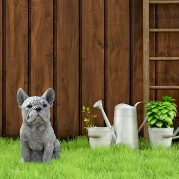 הכלב פסל חוצות גן שרף עיצוב תחש בולדוג צרפתי פיסול לקישוט הבית, החצר קישוט גור פסלונים.