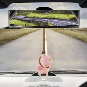 המכונית המראה האחורית תליון משובבת את העין, עיצוב המכונית 2pcs חמוד החזיר המראה האחורית תלוי תליונים כיף על מכונית