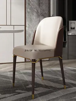 הסגנון האיטלקי אור יוקרה האוכל כסא עץ מלא עור כיסא מודרני מינימליסטי בבית הכסא מלון גבוה משרד המכירות