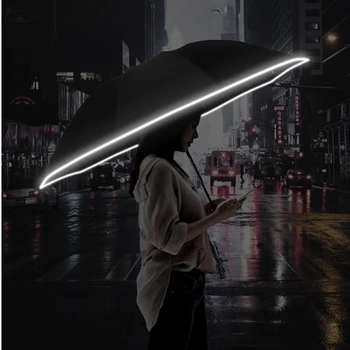 הפוך אוטומטי מתקפל LED מטריה Windproof עסקים גשם מטריה נשים גברים מכונית גדולה רעיוני ציוד גשם