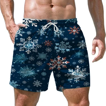 הקיץ ספורט החוף מזדמנים מכנסיים החוף הוואי בגד ים פתית השלג 3d הדפסה קצרים של גברים מהיר ייבוש קצרים.